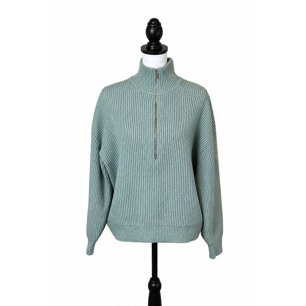 Icone Par Simons Womens Mint Sz M Sweater Ribbed Oversize Cozy Mock Turtleneck